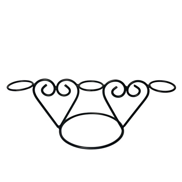 Black Metal 3-Heart Votive Candle Holder Rack 15" Wrought Iron Scroll Decor - Picture 1 of 6